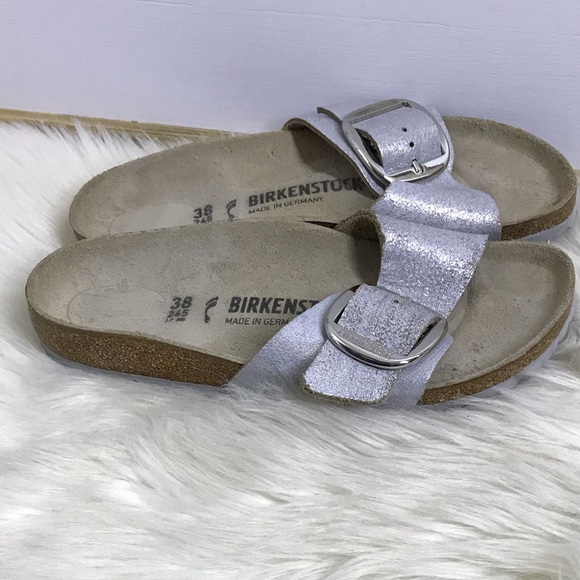 birkenstock Madrid Big Buckle Washed Metallic Blue Silver size 38 - Picture 7 of 15